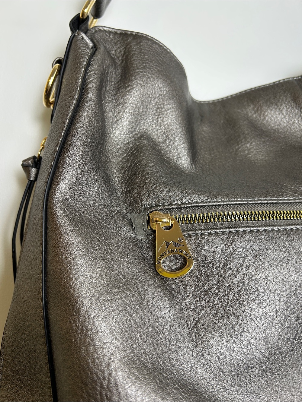 Montana West Studded Metallic Pewter Silver Hobo Shoulder Bag - Picture 12 of 15
